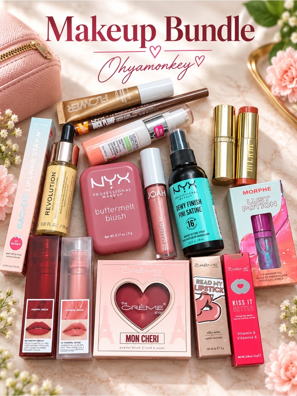 NYX & K Beauty Makeup Bundle 16 pcs